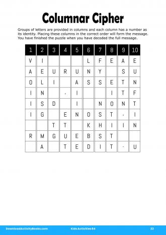 Columnar Cipher #22 in Kids Activities 64