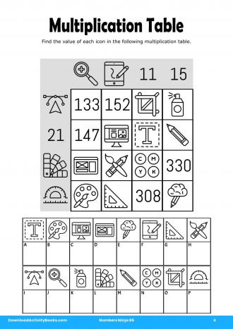 Multiplication Table #4 in Numbers Ninja 65