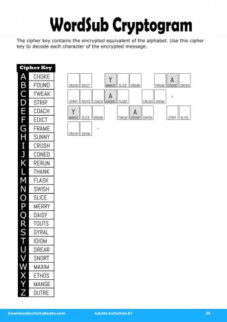 WordSub Cryptogram #25 in Adults Activities 67