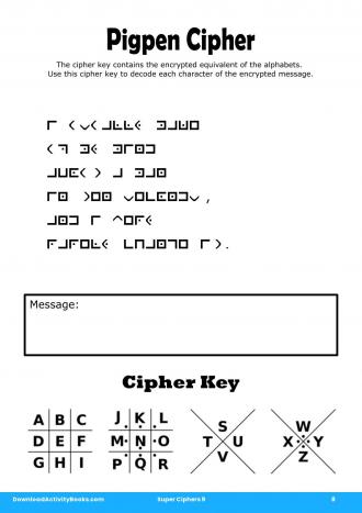 Pigpen Cipher #8 in Super Ciphers 9