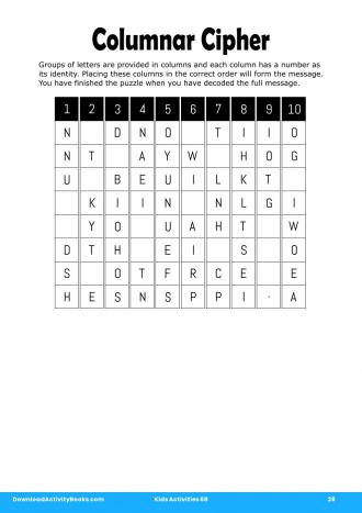 Columnar Cipher #28 in Kids Activities 68