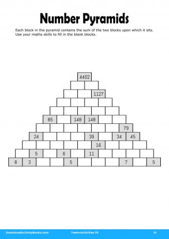Number Pyramids in Teens Activities 70