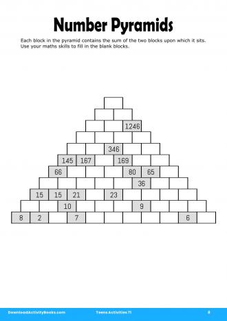 Number Pyramids in Teens Activities 71