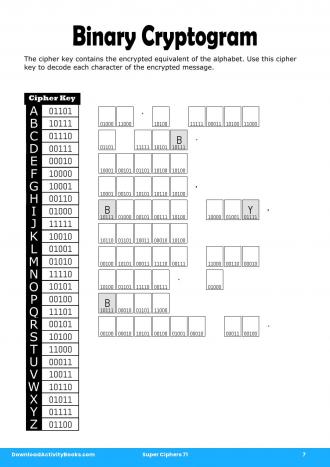 Binary Cryptogram in Super Ciphers 71