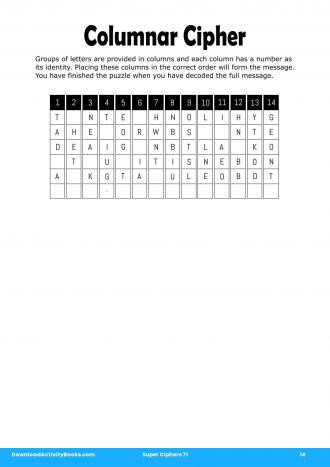 Columnar Cipher #14 in Super Ciphers 71