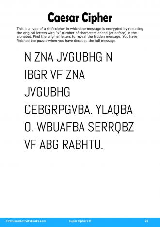 Caesar Cipher in Super Ciphers 71