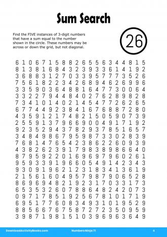 Sum Search #4 in Numbers Ninja 71