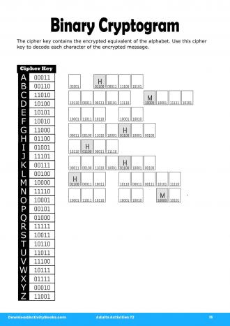 Binary Cryptogram in Adults Activities 72