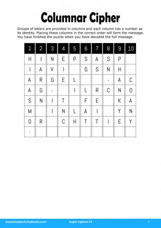 Columnar Cipher in Super Ciphers 72