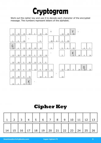 Cryptogram in Super Ciphers 72