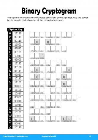 Binary Cryptogram in Super Ciphers 72