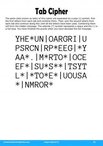 Tab Cipher #25 in Super Ciphers 72