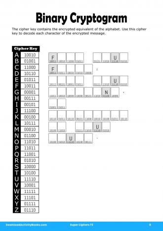 Binary Cryptogram in Super Ciphers 73