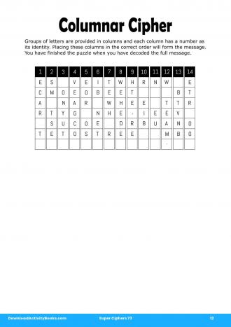 Columnar Cipher #12 in Super Ciphers 73