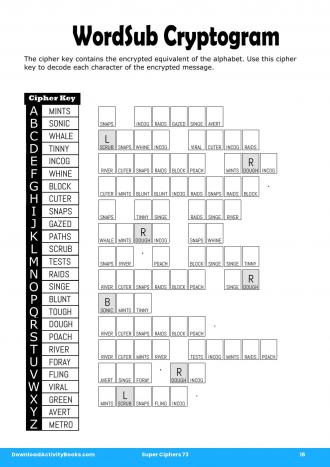 WordSub Cryptogram #16 in Super Ciphers 73