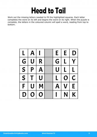 Head to Tail in Word Games 72