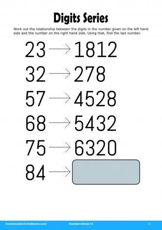 Digits Series in Numbers Ninja 74
