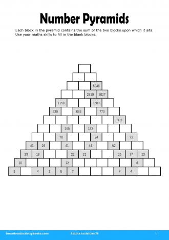 Number Pyramids in Adults Activities 75