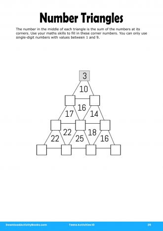 Number Triangles in Teens Activities 10