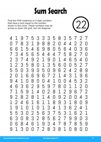 Sum Search #11 in Numbers Ninja 75
