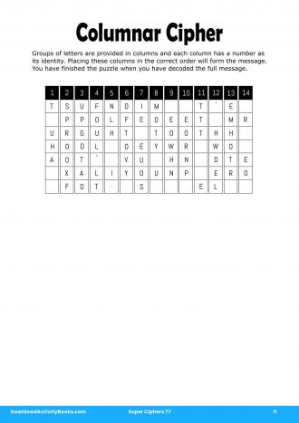 Columnar Cipher #11 in Super Ciphers 77