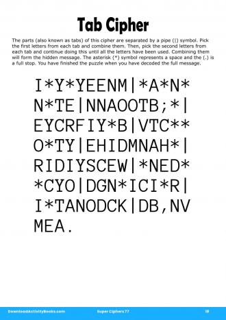 Tab Cipher #18 in Super Ciphers 77