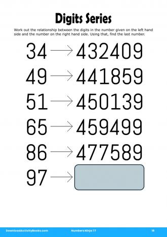 Digits Series in Numbers Ninja 77