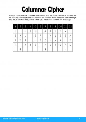 Columnar Cipher #7 in Super Ciphers 78