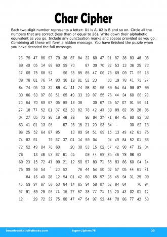 Char Cipher #20 in Super Ciphers 78