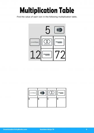 Multiplication Table in Numbers Ninja 78