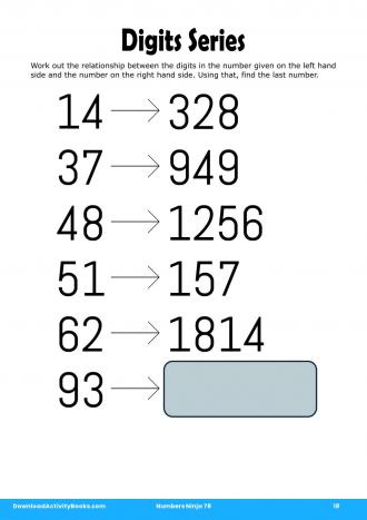 Digits Series in Numbers Ninja 78