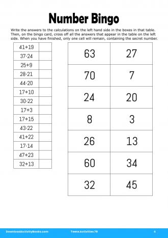 Number Bingo in Teens Activities 79