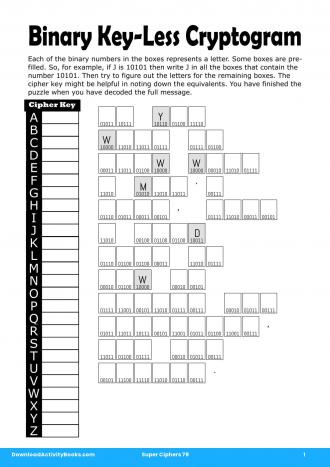 Binary Key-Less Cryptogram #1 in Super Ciphers 79