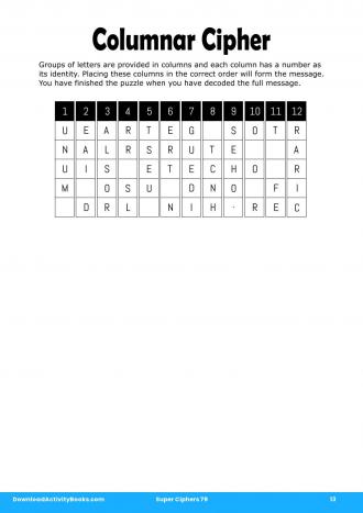 Columnar Cipher #13 in Super Ciphers 79