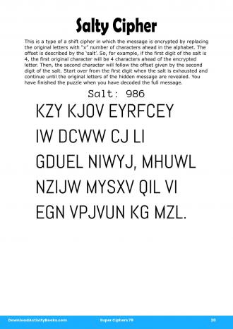 Salty Cipher #20 in Super Ciphers 79
