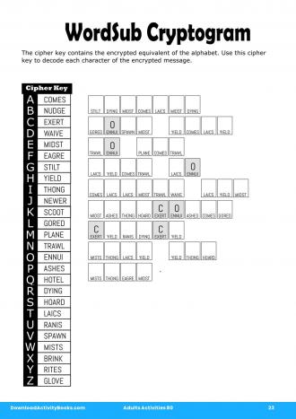 WordSub Cryptogram #23 in Adults Activities 80