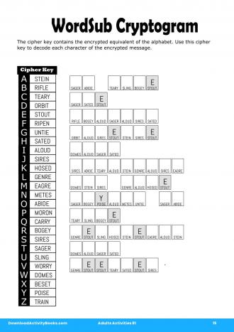 WordSub Cryptogram #15 in Adults Activities 81
