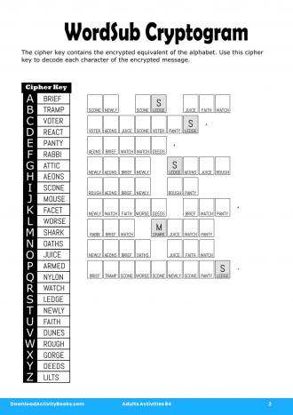 WordSub Cryptogram #2 in Adults Activities 84