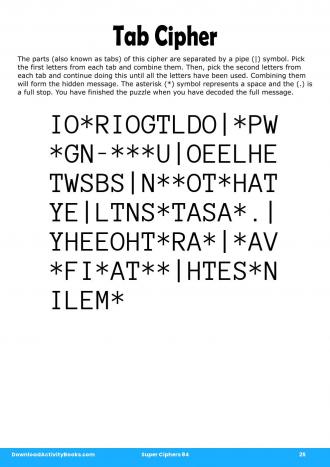 Tab Cipher #25 in Super Ciphers 84