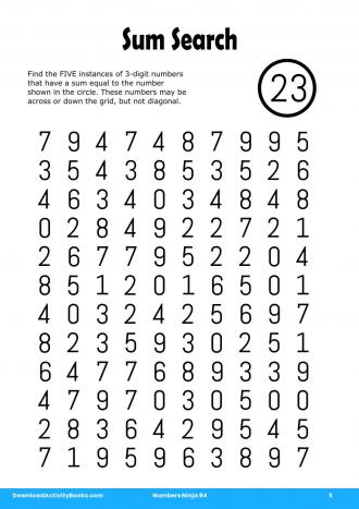 Sum Search #5 in Numbers Ninja 84