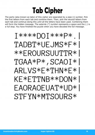 Tab Cipher #19 in Super Ciphers 85
