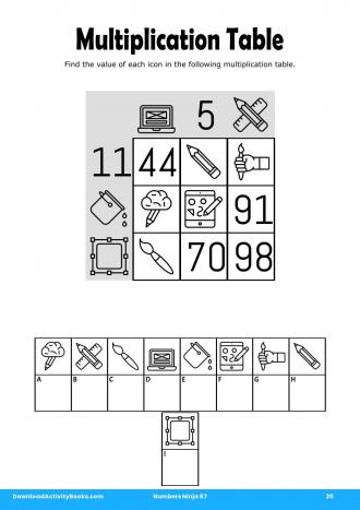 Multiplication Table #20 in Numbers Ninja 87