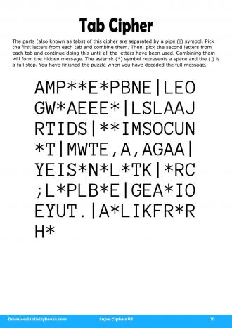 Tab Cipher #10 in Super Ciphers 88