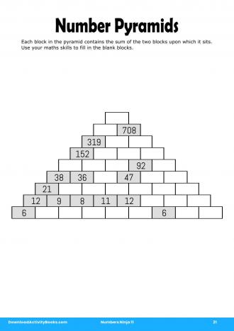 Number Pyramids #21 in Numbers Ninja 11