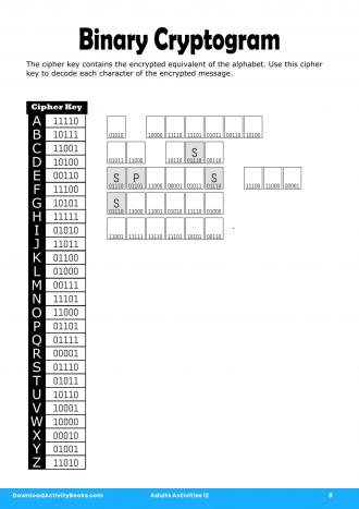 Binary Cryptogram in Adults Activities 12