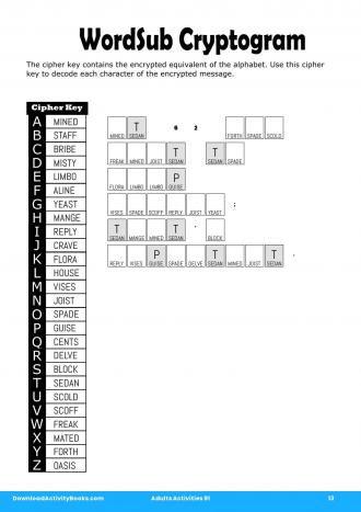 WordSub Cryptogram #13 in Adults Activities 91