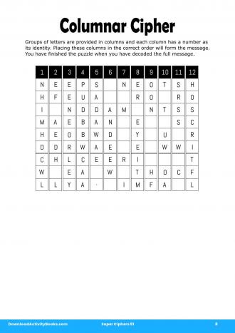 Columnar Cipher #8 in Super Ciphers 91