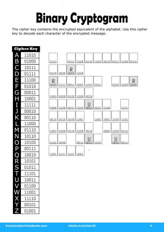 Binary Cryptogram in Adults Activities 92