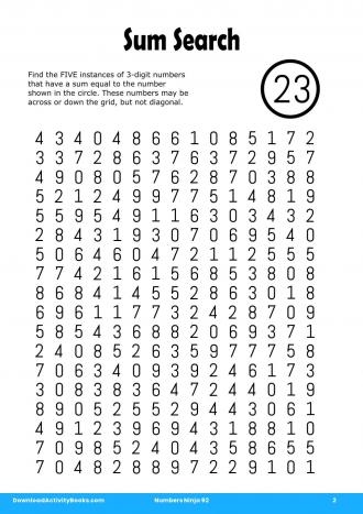 Sum Search in Numbers Ninja 92