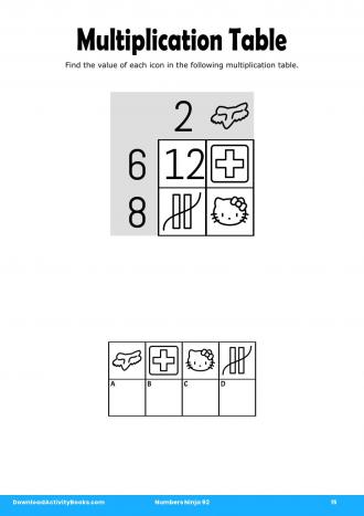 Multiplication Table #15 in Numbers Ninja 92